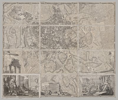 Róma új térképe, amelyet Giambattista Nolli hozott napvilágra MDCCXLVII. évben, La Pianta Grande di Roma néven alkotó: Giovanni Battista Nolli