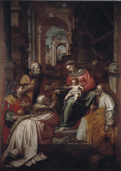 A Mágusok imádása Giovanni Battista Perolli festménye (16. század) 1567 Genes, Museo Diocesano alkotó: Giovanni Battista Perolli