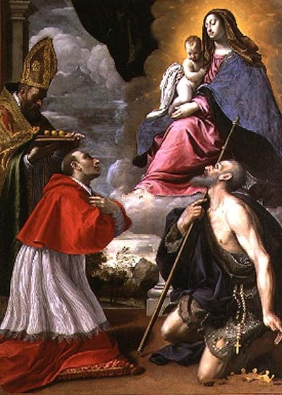 Madonna és gyermeke szentekkel alkotó: Giovanni Battista Pesari
