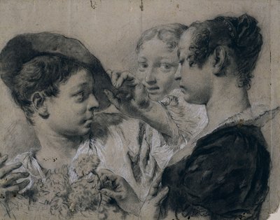 Egy fiatal nő rózsaszínt vásárol egy fiatal férfitól alkotó: Giovanni Battista Piazzetta