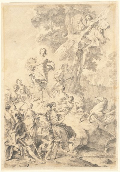 Apollo, a múzsák és a Mars: Tasso dicséretére alkotó: Giovanni Battista Piazzetta