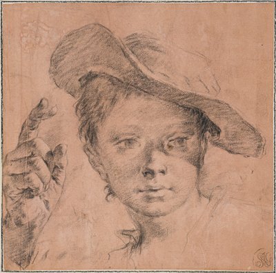 Fiú mutogat felemelt jobb kézzel alkotó: Giovanni Battista Piazzetta