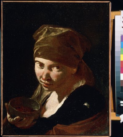 ""Egy kislány portréja"" Szerény származású, szolgáló vagy paraszt gyermek. Giovan Battista (Giambattista) Piazzetta (1683-1754) festménye 18. századi Mikhail Kroshitsky Művészeti Múzeum, Szevasztopol (Szevasztopol) Ukrajna alkotó: Giovanni Battista Piazzetta