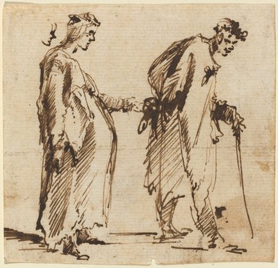 Egy terhes fiatal nő és egy fiatal férfi személyzettel alkotó: Giovanni Battista Piranesi