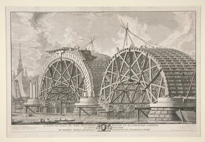 A tervezett híd egy részének a londoni Blackfriarsben, augusztusban MDCCLXIIIII Robert Mylne, építész, metszett Piranesi Rómában alkotó: Giovanni Battista Piranesi