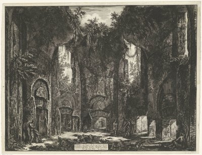 Academie in de Villa Adriana t és Tivoli Diéta, vagy mindkettő Hely, amely bejáratot biztosít több grandiózus fülkébe és más csodálatos szobákba, amelyek a Villa Adrianban léteznek (...) (cím a tárgyon) Gezichten op Rome (sorozat címe) Róma látképe rajzolv alkotó: Giovanni-Battista Piranesi