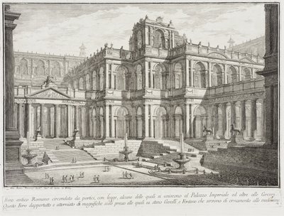 Oszlopcsarnokokkal körülvett ókori fórum alkotó: Giovanni Battista Piranesi