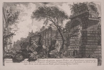 Az Acqua Marcia ősi vízvezetéke Aurelianus által emelt városfalaknál alkotó: Giovanni Battista Piranesi