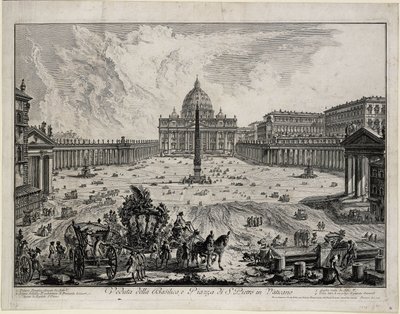 A San Pietro in Vaticano-bazilika és tér látképe (a Vedute di Roma című műből) alkotó: Giovanni Battista Piranesi