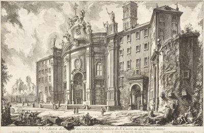 A Santa Croce in Gerusalemme-bazilika homlokzatának látképe alkotó: Giovanni Battista Piranesi