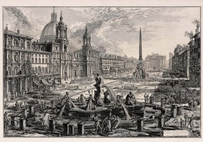 A római Piazza Navona látképe (a Vedute di Roma című műből) alkotó: Giovanni Battista Piranesi