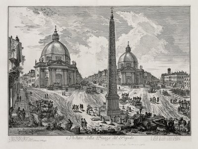 A Piazza del Popolo látképe (a Vedute di Roma című műből) alkotó: Giovanni Battista Piranesi