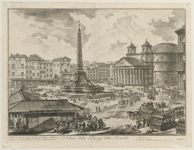 A Piazza della Rotonda látképe a Pantheonnal és az obeliszkkel alkotó: Giovanni Battista Piranesi