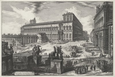 A Piazza di Monte Cavallo látképe (a Vedute di Roma című műből) alkotó: Giovanni Battista Piranesi