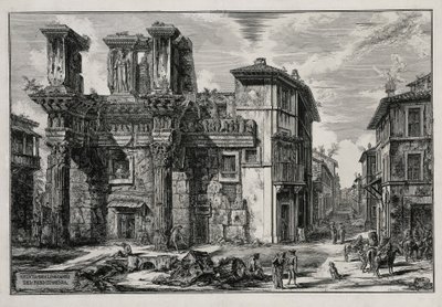 A római Nerva-forum romjainak látképe (a Vedute di Roma című műből) alkotó: Giovanni Battista Piranesi