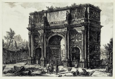 A római Constantinus-diadalív látképe (a Vedute di Roma című műből) alkotó: Giovanni Battista Piranesi