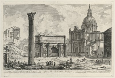 Septimius Severus diadalívének látképe alkotó: Giovanni Battista Piranesi