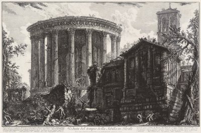 A tiburi Szibülla-templom látképe alkotó: Giovanni Battista Piranesi