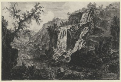 A tivoli vízesés látképe (a Vedute di Roma című műből) alkotó: Giovanni Battista Piranesi
