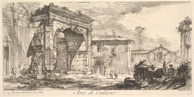 Gallienus boltíve. 1. S. Vito Arco di Galieno templom homlokzata. 1. A ... homlokzata, kb. 1748. alkotó: Giovanni Battista Piranesi