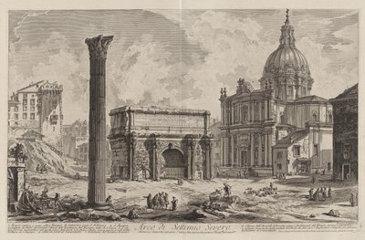 Septimius Severus diadalíve. Közepén haladt át az ókori Via Sacra, amely a győzteseket a Capitoliumra vezette (a Santi Martina e Luca templommal) alkotó: Giovanni Battista Piranesi
