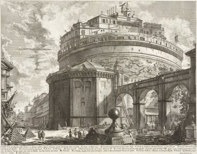 Aelius Hadrianus mauzóleumának látképe (Angyalvár) alkotó: Giovanni Battista Piranesi