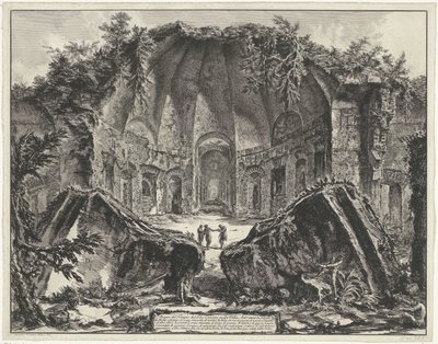Canopus a Villa Adriana te Tivoliban A Canopic Isten templomának maradványai Hadrianus villájában Tivoliban (cím a tárgyon) Gezichten op Rome (sorozat címe) Róma látképeit Giambattista Piranesi építész, Ve(nez)iano rajzolta és vésette (sorozat címe) alkotó: Giovanni Battista Piranesi