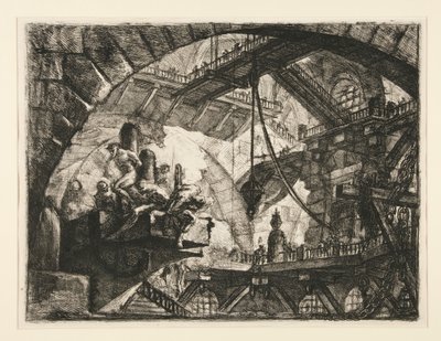 Carceri, X: Foglyok egy kivetítő platformon alkotó: Giovanni Battista Piranesi