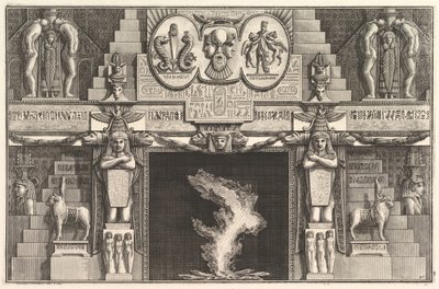 Kéménydarab egyiptomi stílusban: Három női aktból álló csoportok mindegyik j... alján, kb. 1769. alkotó: Giovanni Battista Piranesi