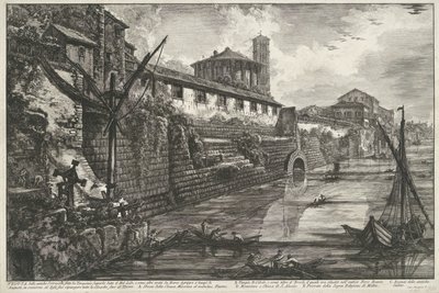 Cloaca Maxima Rómában Kilátás a Tarquinio Superbo által készített ősi Sostrizioniról, a Belfedőről (...) (cím a tárgyon) Gezichten op Rome (sorozat címe) Róma látképei, amelyeket Giambattista Piranesi építész, Ve (nez) iano tervezett és vésett (sorozat cím alkotó: Giovanni Battista Piranesi