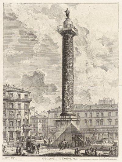 Colonna Antonina (Marcus Aurelius oszlopa), a Vedute di Romából (Róma látképe) alkotó: Giovanni Battista Piranesi