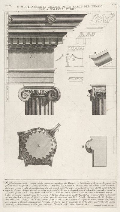 Keret és oszlop Fortuna Virilis Tempio della Fortuna Virile templomából, ..., 1756-ból. alkotó: Giovanni Battista Piranesi
