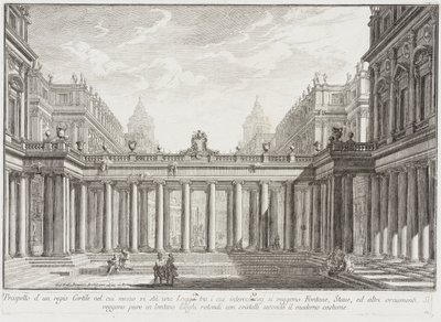 Oszlopcsarnokokkal körülvett udvar alkotó: Giovanni Battista Piranesi