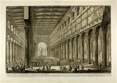 Cut-away view of the interior of the Basilica of S. Paolo fuori delle Mura [St. Paul outside the Walls], from Views of Rome   1281485   hu       hungarian Successfully Translated  Original: A Rainy morning (oil on canvas) Translat: A Rainy morning (oil on  alkotó: Giovanni Battista Piranesi