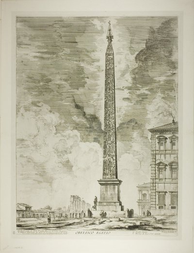 Egyiptomi obeliszk. Ezt V. Sixtus pápa állította a Lateráni Szent János téren, a Római kilátásból alkotó: Giovanni Battista Piranesi