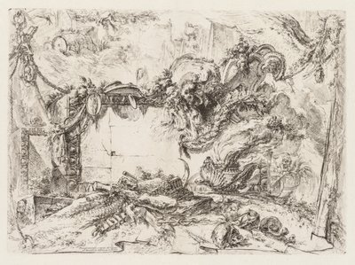 Groteschi: Romok koponyákkal és dohányzó vázával alkotó: Giovanni-Battista Piranesi