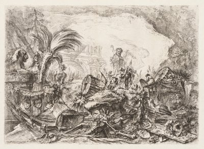 Groteschi: Romok egy faun szoborral és egy ledőlt oszloppal alkotó: Giovanni-Battista Piranesi
