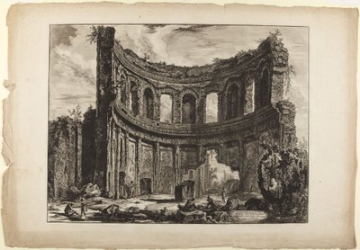 Hadrianus villája. A kisebb palota maradványai, korábban Apollón templomának nevezték (a Vedute di Roma sorozatból, 1768) alkotó: Giovanni Battista Piranesi