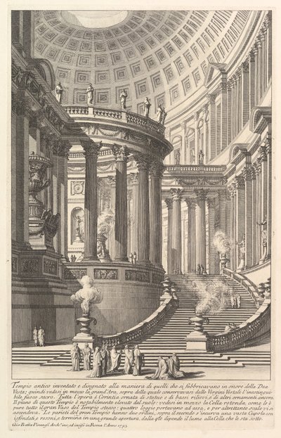 Képzelt ősi templom, amelyet az Istennő tiszteletére építettek stílusában terveztek, kb. 1750. alkotó: Giovanni Battista Piranesi