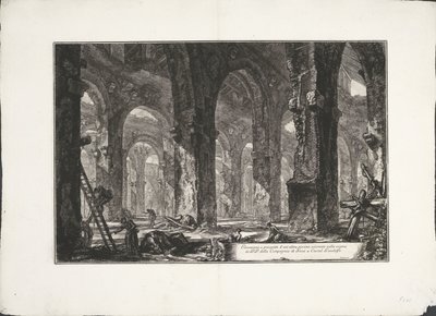 Interieur van badhuis Castel Gandolfóban A P.P. szőlőültetvényében található másik úszómedence emelése és megemelése. Jézus Társasága Castel Gandolfóban. (cím a tárgyon) Archeologische vondsten uit Albano en Castel Gandolfo (sorozat címe) Antikvitás alkotó: Giovanni Battista Piranesi