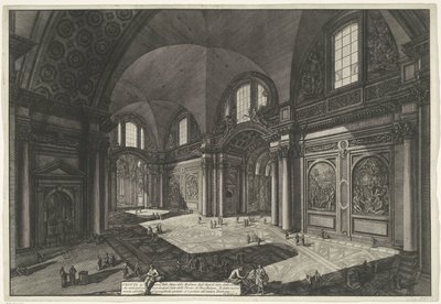 Interieur van de Santa Maria degli Angeli e dei Martiri Rómában Az ősi Madonna degli Anioli della della Certosa templom belső képe, amely a Diocletianus-fürdő főterme volt (cím a tárgyon) Gezichten op Rome (sorozat címe) alkotó: Giovanni Battista Piranesi