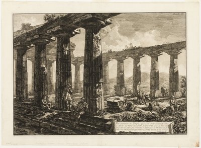 A vélhetően Junónak szentelt templom belső képe Paestum különböző nézeteiből alkotó: Giovanni Battista Piranesi