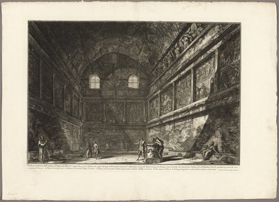 Az ókori Bacchus-templom belső nézete, amely ma a S. Urbano templom, két mérföldre Rómától, a Római kilátásból alkotó: Giovanni-Battista Piranesi