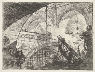 Dungeon emelőrendszerrel Ív kagylódísszel Dungeons (sorozat címe) Invenzioni Capric di Carceri all Acqua Forte (sorozat címe) alkotó: Giovanni Battista Piranesi