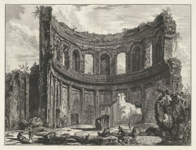 Kleine paleis a Villa Adriana t-ben és a Tivoliban Az Appollo nevű templom maradványai a Hadrianus-villában, Tivoli közelében (cím a tárgyon) Gezichten op Rome (sorozat címe) Róma kilátásai Giambattista Piranesi építész, Ve (nez) iano által tervezett és me alkotó: Giovanni-Battista Piranesi
