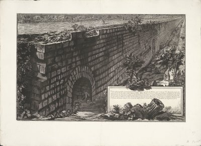 Muurconstructie Kilátás a csodálatos alépítményre, amelyet a hegy lejtőjének alátámasztására, valamint a Via Appia kényelmesebbé és kevésbé lejtősebbé tételére építettek a völgy és a két szemközti domb között (...) (cím az objektumon) Archeologische vondst alkotó: Giovanni Battista Piranesi