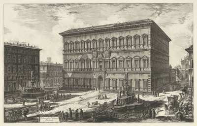 Farnese palota Rómában Kilátás a Palazzo Farnese-ra (cím a tárgyon) Gezichten op Rome (sorozat címe) Róma kilátásai, amelyeket Giambattista Piranesi építész, Ve (nez) iano tervezett és vésett (sorozat címe) alkotó: Giovanni Battista Piranesi