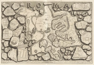 Róma terve az összes ókori műemlék helyzetével alkotó: Giovanni-Battista Piranesi