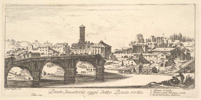 14. tábla: Szenátori híd, ma Ponte Rotto Broken Bridge néven. 1. Temple o..., kb. 1748. alkotó: Giovanni Battista Piranesi