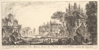 19. tábla: Az ősi Appian Way része, körülbelül három mérföldnyire a Porta S. Sebastiano...tól, kb. 1748. alkotó: Giovanni Battista Piranesi